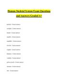 Human Skeletal System Exam Questions and Answers Graded A&plus;