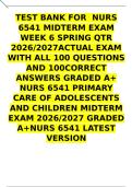 COMPLETE TEST BANK FOR NRNP 6670 WEEK 6 MIDTERM EXAM LATEST UPDATE FOR SPRING  2026&sol;2027 QUIZZES AND SOLUTIONS