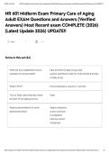 NR 601 Midterm Exam Primary Care of Aging Adult EXAM Questions and Answers &lpar;Verified Answers&rpar; Most Recent exam COMPLETE &lpar;2026&rpar; &lpar;Latest Update 2026&rpar; UPDATE&excl;&excl;