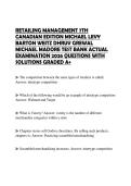RETAILING MANAGEMENT 7TH  CANADIAN EDITION MICHAEL LEVY  BARTON WEITZ DHRUV GREWAL  MICHAEL MADORE TEST BANK ACTUAL  EXAMINATION 2026 QUESTIONS WITH  SOLUTIONS GRADED A&plus;