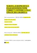 NURSING JURISPRUDENCE  EXAM QUESTIONS WITH  CORRECT ANSWERS LATEST  UPDATE 2026 GRADED A&plus;