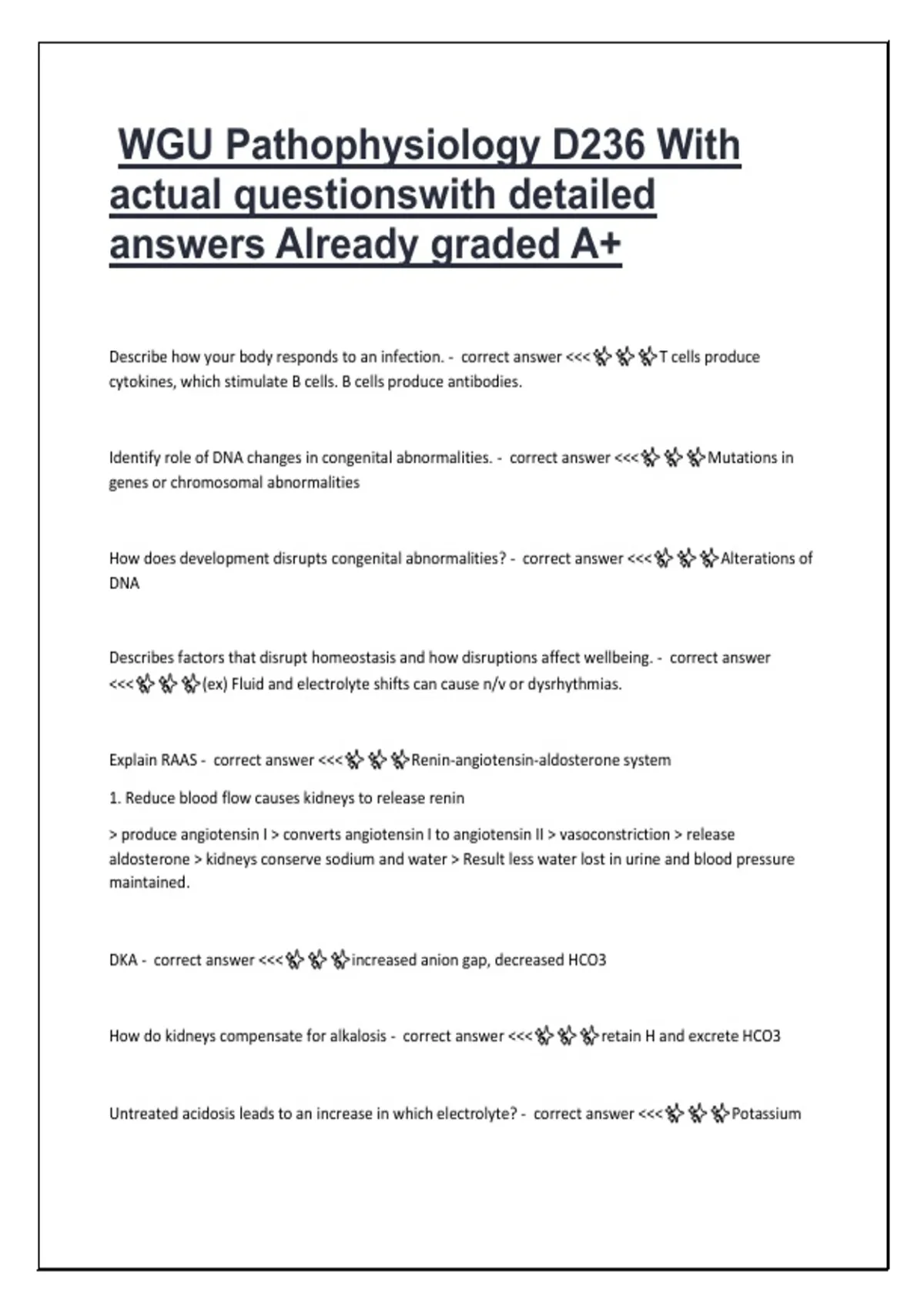 WGU Pathophysiology D236 Exam Prep 2025/2026 – Practice Questions with ...
