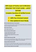 EMS Scope of Practice & Certification &ndash; EMT & PARAMEDIC STUDY GUIDE 2026&sol;2027 COMPLETE QUESTIONS WITH VERIFIED CORRECT ANSWERS &vert;&vert; 100&percnt; GUARANTEED PASS &vert; NEWEST VERSION