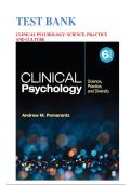 Test Bank For Clinical Psychology&colon; Science&comma; Practice&comma; and Diversity&comma; 6th Edition by Andrew M&period; Pomerantz&vert; 9781071851951&vert; All Chapters&vert; LATEST