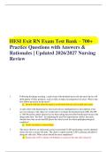 HESI Exit RN Exam Test Bank &ndash; 700&plus; Practice Questions with Answers & Rationales &vert; Updated 2026&sol;2027 Nursing Review