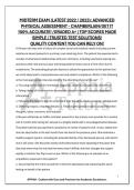 MIDTERM EXAM &lpar;LATEST 2022 &sol; 2023&rpar;&colon; ADVANCED PHYSICAL ASSESSMENT - CHAMBERLAIN&sol;GET IT 100&percnt; ACCURATE&excl; &sol;GRADED A&plus; &vert; TOP SCORES MADE SIMPLE &vert; TRUSTED TEST SOLUTIONS&excl; QUALITY CONTENT YOU CAN RELY ON&excl;