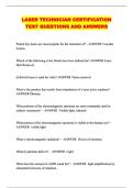 LASER TECHNICIAN CERTIFICATION  TEST QUESTIONS AND ANSWERS 20262027