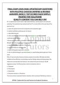 FINAL EXAM &lpar;2025&sol;2026&rpar; UPDATE&vert;EXAM QUESTIONS WITH MULTIPLE CHOICES &vert;VERIFIED & REVISED ANSWERS &lpar;NEW&rpar;&excl;&excl; &vert; TOP SCORES MADE SIMPLE &vert; TRUSTED TEST SOLUTIONS&excl; QUALITY CONTENT YOU CAN RELY ON&excl;