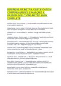 BUSINESS OF RETAIL CERTIFICATION COMPREHENSIVE EXAM QUIZ & PASSED SOLUTIONS RATED 100&percnt; COMPLETE