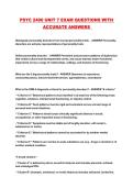 PSYC 2490 UNIT 7 EXAM QUESTIONS WITH ACCURATE ANSWERS 