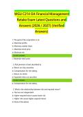 WGU C214 OA Financial Management  Retake Exam Latest Questions and  Answers &lpar;2026 &sol; 2027&rpar; &lpar;Verified  Answers&rpar; 