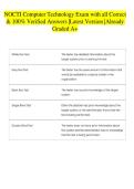 NOCTI Computer Technology Exam with all Correct & 100&percnt; Verified Answers &vert;Latest Version &vert;Already Graded A&plus; 