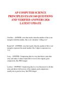 AP COMPUTER SCIENCE  PRINCIPLES EXAM 160 QUESTIONS  AND VERIFIED ANSWERS 2026  LATEST UPDATE