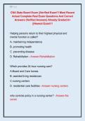 CNA State Board Exam &vert;&vert;Verified Exam&excl;&excl;&excl; Most Recent  Actual Complete Real Exam Questions And Correct  Answers &lpar;Verified Answers&rpar; Already Graded A&plus;  &vert;&vert;Newest Exam&excl;&excl;&excl; 