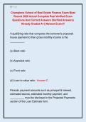 Champions School of Real Estate Finance Exam Most  Recent 2026 Actual Complete Real Verified Exam  Questions And Correct Answers &lpar;Verified Answers&rpar;  Already Graded A&plus;&vert;&vert; Newest Exam&excl;&excl;&excl;