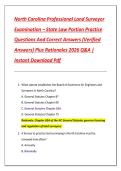 North Carolina Professional Land Surveyor Examinations Practice Questions And Correct Answers &lpar;Verified Answers&rpar; Plus Rationales 2026 Q&A &vert; Instant Download Pdf