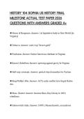 HISTORY 104 SOPHIA US HISTORY FINAL MILESTONE ACTUAL TEST PAPER 2026 QUESTIONS WITH ANSWERS GRADED A&plus;
