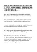 HISTORY 104 SOPHIA US HISTORY MILESTONE 3 ACTUAL TEST PAPER 2026 QUESTIONS WITH ANSWERS GRADED A&plus;