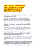 RISE UP &lpar;CUSTOMER SERVICE CLASS&rpar; EXAM QUESTIONS & ELABORATED COMPLETE SOLUTIONS ALL PASSED