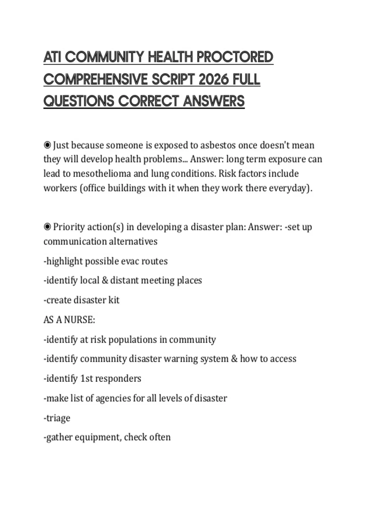 ATI COMMUNITY HEALTH PROCTORED COMPREHENSIVE SCRIPT 2026 FULL QUESTIONS ...