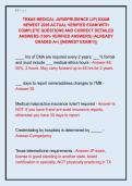 TEXAS MEDICAL JURISPRUDENCE &lpar;JP&rpar; EXAM  NEWEST 2026 ACTUAL VERIFIED EXAM WITH  COMPLETE QUESTIONS AND CORRECT DETAILED  ANSWERS &lpar;100&percnt; VERIFIED ANSWERS&rpar; &vert;ALREADY  GRADED A&plus;&vert; &vert;&vert;NEWEST EXAM&excl;&excl;&excl;&vert;&vert;