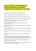 RISE UP RETAIL FUNDAMENTALS EXAM QUESTIONS & VERIFIED COMPLETE SOLUTIONS ALL PASSED