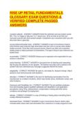 RISE UP RETAIL FUNDAMENTALS GLOSSARY EXAM QUESTIONS & VERIFIED COMPLETE PASSED AMSWERS