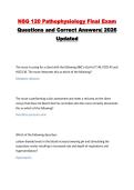 NSG 120 Pathophysiology Final Exam Questions and Correct Answers&vert; 2026 Updated