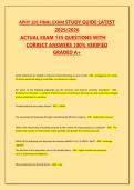 APHY 101 FINAL EXAM STUDY GUIDE LATEST  2025&sol;2026   ACTUAL EXAM 135 QUESTIONS WITH   CORRECT ANSWERS 100&percnt; VERIFIED   GRADED A&plus; 