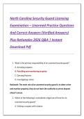 North Carolina Security Guard Licensing  Examination &ndash; Unarmed Practice Questions  And Correct Answers &lpar;Verified Answers&rpar;  Plus Rationales 2026 Q&A &vert; Instant  Download Pdf