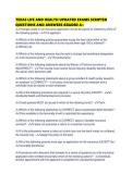 TEXAS LIFE AND HEALTH UPDATED EXAMS SCRIPTED QUESTIONS AND ANSWERS GRADED