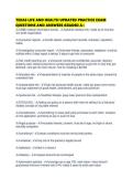 TEXAS LIFE AND HEALTH UPDATED PRACTICE EXAM QUESTIONS AND ANSWERS GRADED