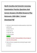 North Carolina Soil Scientist Licensing  Examination Practice Questions And  Correct Answers &lpar;Verified Answers&rpar; Plus  Rationales 2026 Q&A &vert; Instant  Download Pdf
