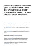 Certified Parks and Recreation Professional  &lpar;CPRP&rpar;  PRACTICE EXAM LATEST UPDATE  2026 WITH QUESTIONS AND CORRECT  DETAILED ANSWERS &lpar;VERIFIED&rpar; &vert;&vert;ALREADY  GRADED A&plus;&vert;&vert;BRAND NEW VERSION&excl;&excl; 