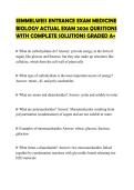 SEMMELWEIS ENTRANCE EXAM MEDICINE  BIOLOGY ACTUAL EXAM 2026 QUESTIONS  WITH COMPLETE SOLUTIONS GRADED A&plus; 