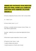SEMMELWEIS ENTRANCE EXAM MEDICINE  BIOLOGY FINAL PAPER 2026 COMPLETE  QUESTIONS WITH VERIFIED SOLUTIONS  GRADED A&plus;