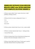 SEMMELWEIS ENTRANCE EXAM MEDICINE  BIOLOGY SCRIPT 2026 TESTED QUESTIONS  WITH COMPLETE SOLUTIONS GRADED A&plus; 