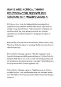 HUM 115 WEEK 5 CRITICAL THINKING REFLECTION ACTUAL TEST PAPER 2026 QUESTIONS WITH ANSWERS GRADED A&plus;