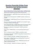 Genetics Essentials Written Exam  Questions And Verified Answers  2026&sol;2027