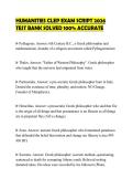 HUMANITIES CLEP EXAM SCRIPT 2026 TEST BANK SOLVED 100&percnt; ACCURATE