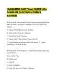 HUMANITIES CLEP FINAL PAPER 2026 COMPLETE QUESTIONS CORRECT ANSWERS