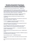 Genetics Essentials Final Exam  Questions And Answers 2026&sol;2027 