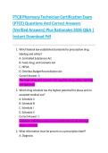 PTCB Pharmacy Technician Certification Exam  &lpar;PTCE&rpar; Questions And Correct Answers  &lpar;Verified Answers&rpar; Plus Rationales 2026 Q&A &vert;  Instant Download Pdf 