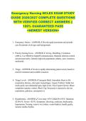 Emergency Nursing NCLEX EXAM STUDY  GUIDE 2026&sol;2027 COMPLETE QUESTIONS  WITH VERIFIED CORRECT ANSWERS &vert;&vert;  100&percnt; GUARANTEED PASS  <NEWEST VERSION> 