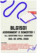 BLG1501 Assignment 2 Semester 1 Memo &vert; Due 20 April 2026