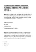 ATI MENTAL HEALTH B PROCTORED FINAL PAPER 2026 QUESTIONS WITH ANSWERS GRADED A&plus;