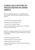 ATI MENTAL HEALTH B PROCTORED TEST PAPER 2026 QUESTIONS WITH ANSWERS GRADED A&plus;