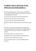 ATI MENTAL HEALTH CMS EXAM ACTUAL PAPER 2026 SOLUTIONS GRADED A&plus;