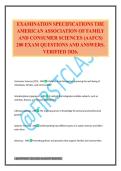 EXAMINATION SPECIFICATIONS THE AMERICAN ASSOCIATION OF FAMILY AND CONSUMER SCIENCES &lpar;AAFCS&rpar; 200 EXAM QUESTIONS AND ANSWERS&period; VERIFIED 2026&period;
