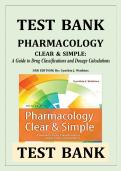 Test Bank for Pharmacology Clear and Simple&colon; A Guide to Drug Classifications and Dosage Calculations&comma; 3rd Edition by Cynthia J&period; Watkins &vert; Latest Update 2026 &vert; 100&percnt; Guarantee Pass